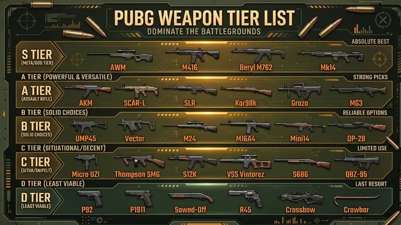 PUBG weapon tier list
