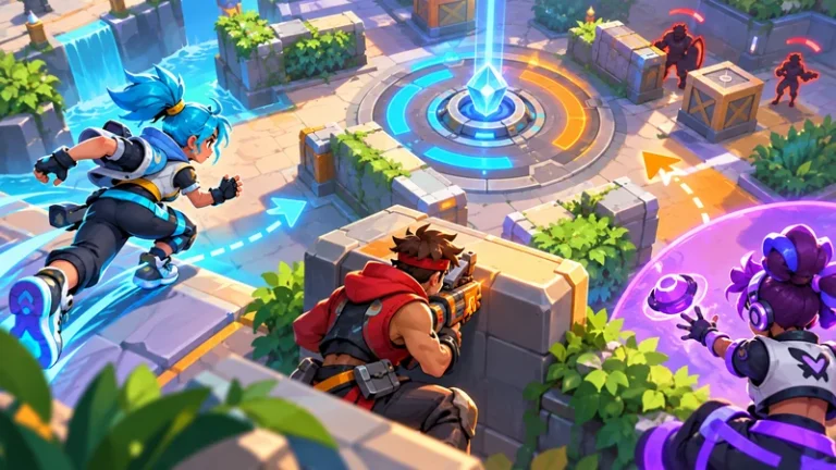Brawl Stars beginner guide with three original fighters learning an arena objective