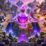 Clash Royale elixir guide with a glowing fantasy elixir vial in an arena