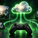 Xbox cloud gaming guide showing a controller streaming games across devices